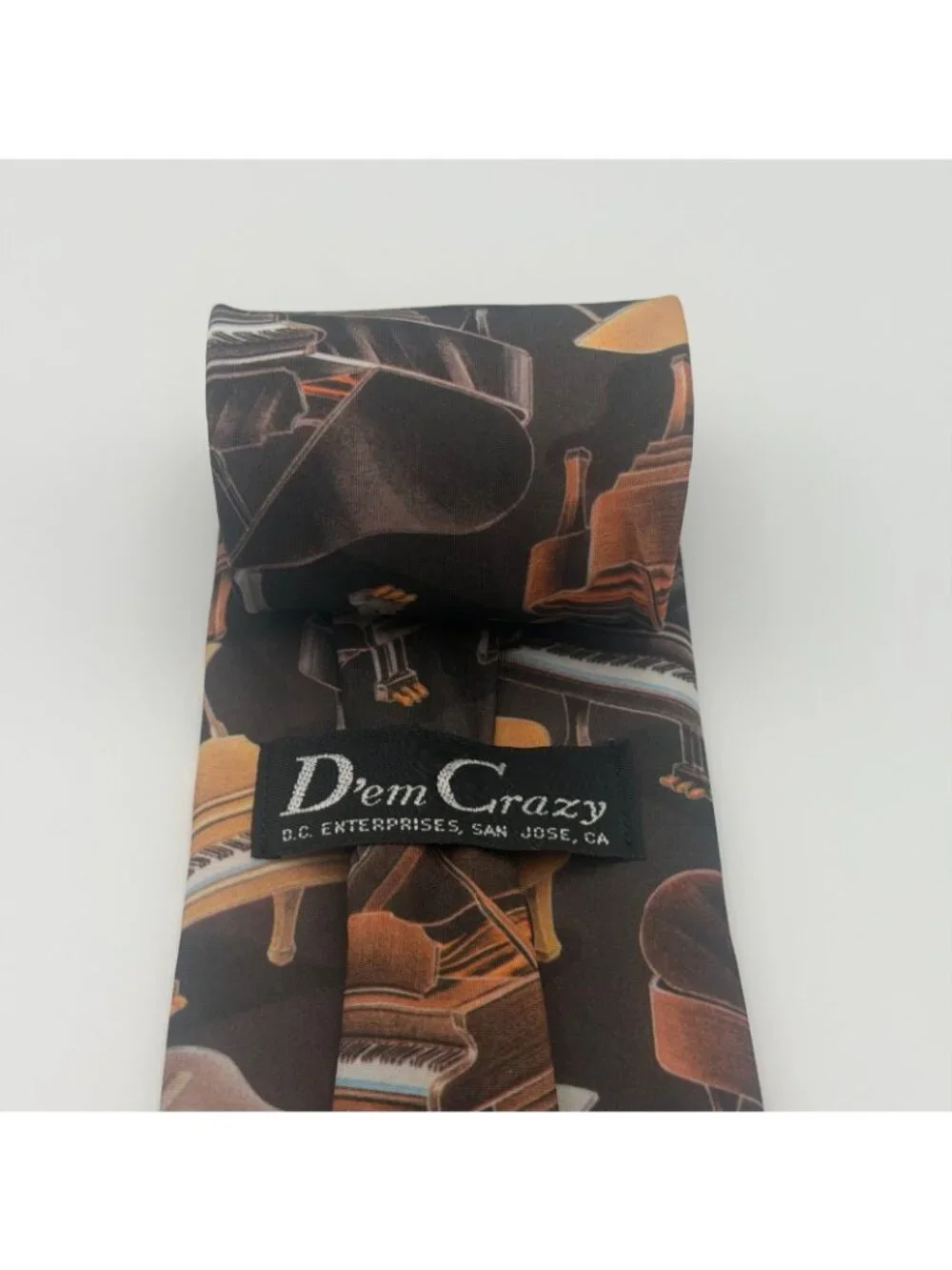 D’ern Crazy Piano Grand Piano Necktie Black Brown Musical Instrument Novelty Tie
